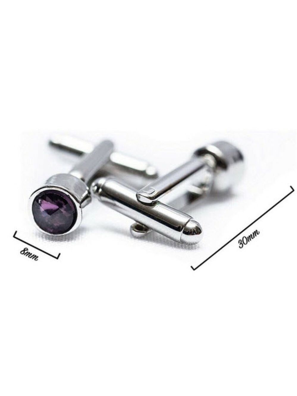 Classic Men's Lavender Dot Cufflinks - Picture 3 of 6
